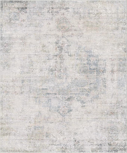 Modern Living Room Rug - 10x12 Large Area Rug for Dining Room Table, Classroom, Slate Blue Grey, Lightweight, Soft & Foldable