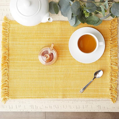 DII Variegated Tabletop Collection, Placemat Set3x19, Apricot, 6 Piece
