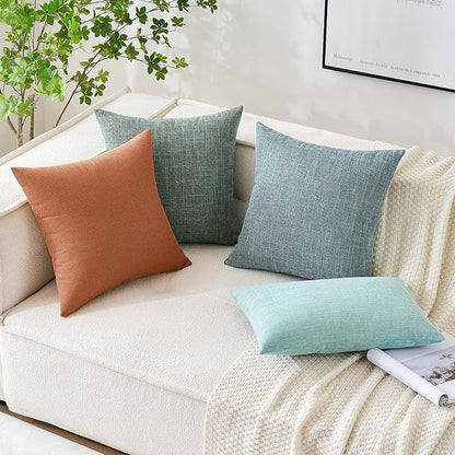 MIULEE Pack of 2 Decorative Linen Burlap Pillow Covers Farmhouse Boho Accent Pillowcases for Sofa Car Couch Bedroom Living Room Decor 18x18 Inch Rust