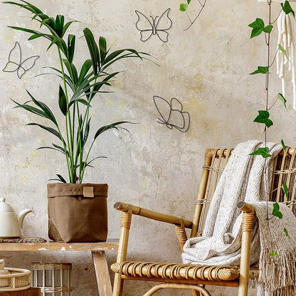 Hotop 6 Pieces Metal Butterfly Wall Decor Metal Wall Art Heart Hanging Decorations Wire Flowers Decals Decor for Kitchen Bathroom Indoor Outdoor Wedding Birthday Party (Classic,Black)