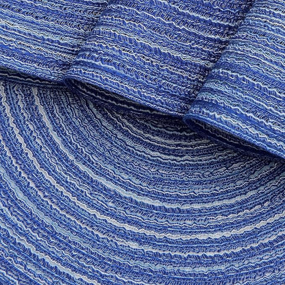 SHACOS Round Braided Placemats 15 inch Set of 6 Washable Kitchen Table Placemats for Home Wedding Party (Blue White, 6)