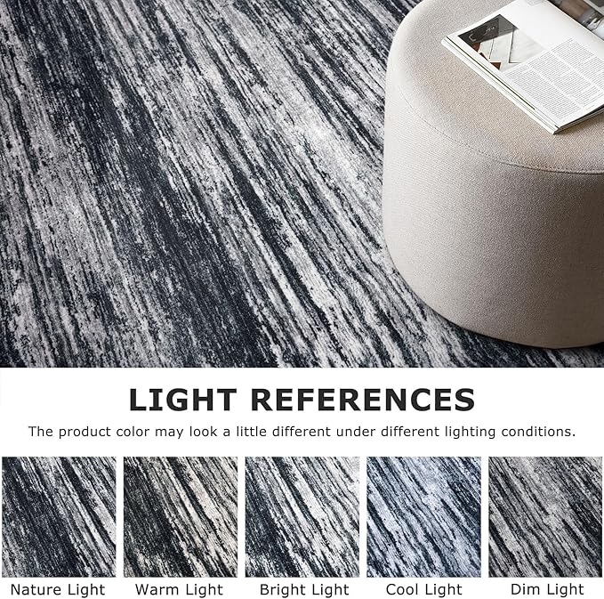 2x7 Modern Abstract Runner Rug for Hallways, Black Super Soft Hallway Decor Kitchen Rugs with Non-Slip, Non-Shedding Washable Rug for Hallways Entryway Bedroom Indoor