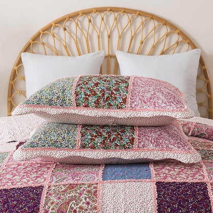 HoneiLife Quilt Set King Size - Rustic Bedspreads 106x96, Tufted Quilts 3-Piece, Patchwork Coverlet Lightweight Bedding Sets All Season Quilts