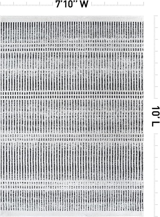 Rugshop Contemporary Stripe Lines High Traffic Living Room,Bedroom,Kitchen, Home Office Area Rug 7'10" x 10' Cream