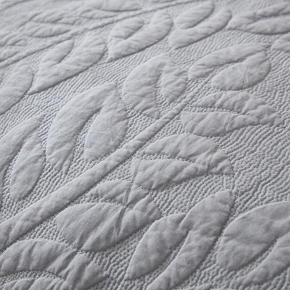 MarCielo 3-Piece 100% Cotton Oversized Bedspread Lightweight Quilt Coverlet Embroidery Farmhouse Bedding Set T0 (Light Grey, Oversized Queen (100"x106"))