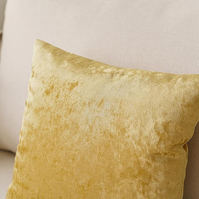 NiNi ALL Decorative Throw Pillow Covers Pack of 2, Velvet Throw Pillow Cases for Couch Pillows Cover Bedroom Living Room Outdoor Pillow Covers 20x20 Inch Gold