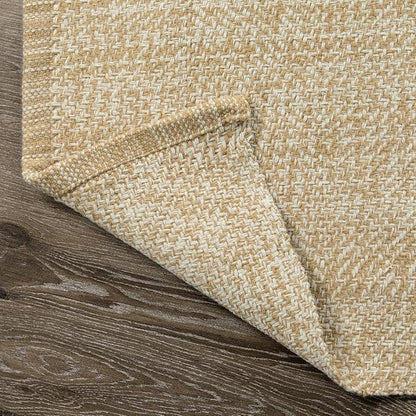 Collive Boho Living Room Rugs 5X8 ft, Washable Area Rug Woven Cotton Modern Bedroom Rugs, Tan Floor Carpet Braided Rug for Dining Room Living Room Nursery Room, Outdoor Rug for Patio Balcony Decor