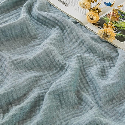 EMME Cotton Muslin Twin XL Blanket Breathable Gauze Soft Lightweight Blankets Adults Gifts for Women (Heather Teal, 66"x90")