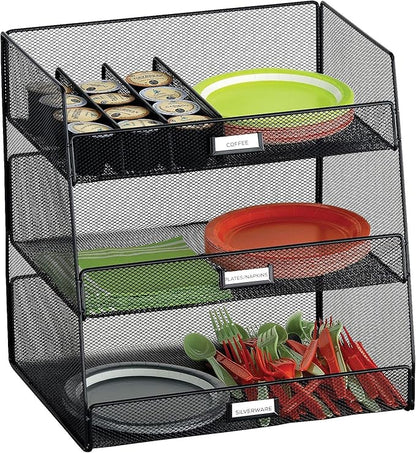 Safco 3293BL Onyx Mesh Break Room Supplies Organizer, Black
