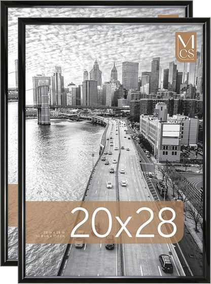 MCS Trendsetter 20x28 Poster Frame Black High-Gloss, Vertical & Horizontal Wall Hanging Large Picture Frame for Photos, Posters & Art Prints (2-Pack)