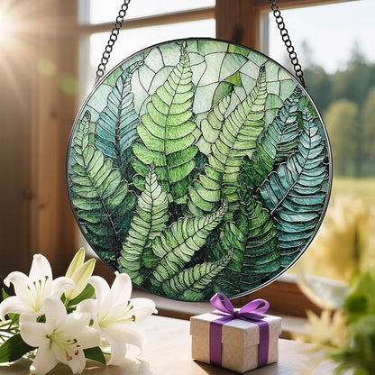8'' Fern Plant Sun Catcher Ornament, Stained Glass Window Hanging, Sun Catchers for Windows Hanging Ornaments, Window Decor | Plant Lover Gifts, Housewarming Gifts