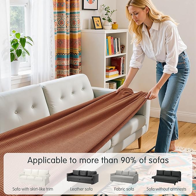 Hokway Couch Cushion Covers Stretch Cushion Covers Sofa Seat Cushion Slipcover Cushion Protector(Brick, Large)