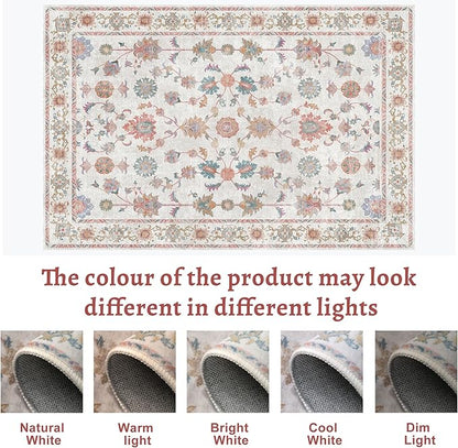 Tangsoo 2x4 Washable Rug for Entryway, Vintage Floral Entry Rug Non Slip, Indoor Front Door Small Rugs, Door Mat Carpet, Soft Low Pile for Entrance Kitchen Bedroom Bathroom