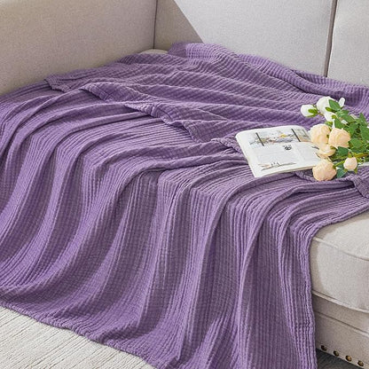 EMME Cotton Muslin Queen Blanket Bed Layering Breathable Gauze Blanket Soft Lightweight Blankets Adults (Purple, 90"x90")