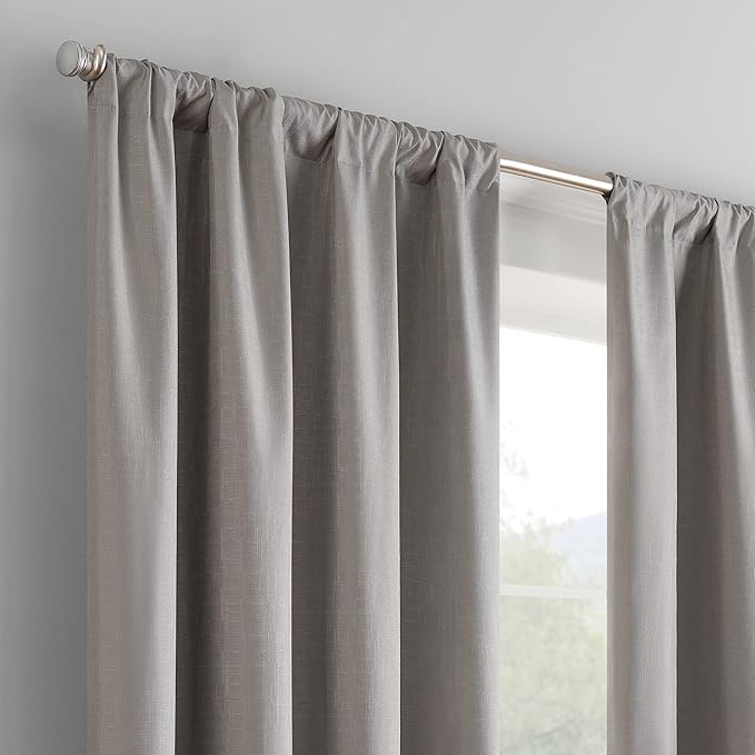 ECLIPSE Kendall Modern Blackout Thermal Rod Pocket Window Curtain for Bedroom or Living Room (1 Panel), 42" x 63", Grey