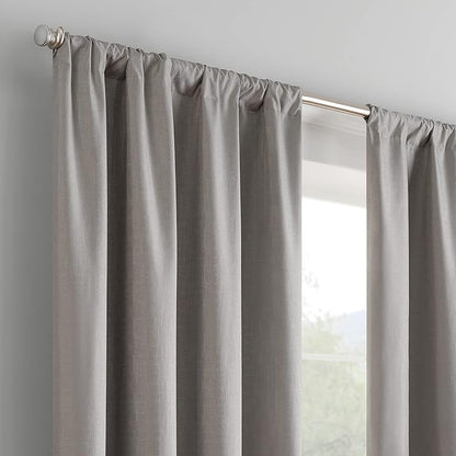 ECLIPSE Kendall Modern Blackout Thermal Rod Pocket Window Curtain for Bedroom or Living Room (1 Panel), 42" x 63", Grey