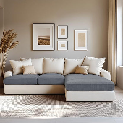 Hokway Stretch Chaise Cover Individual Couch Cushion Slipcovers Reversible Cushion Protector Slipcovers Sofa Cushion Protector Covers (Chaise Cover, Lightgrey)