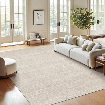 Valenrug Washable Rugs 8x10 - Stain Resistant 8x10 Area Rugs for Living Room, Non Slip Backing Printed Large Area Rugs for Bedroom, Folable Machine Washable Area Rug (8'x10', Beige)