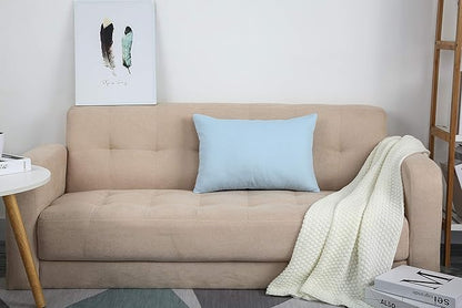 TangDepot Handmade Decorative Solid 100% Cotton Canvas Throw Pillow Covers/Pillow Shams, (12"x20", Light Blue)