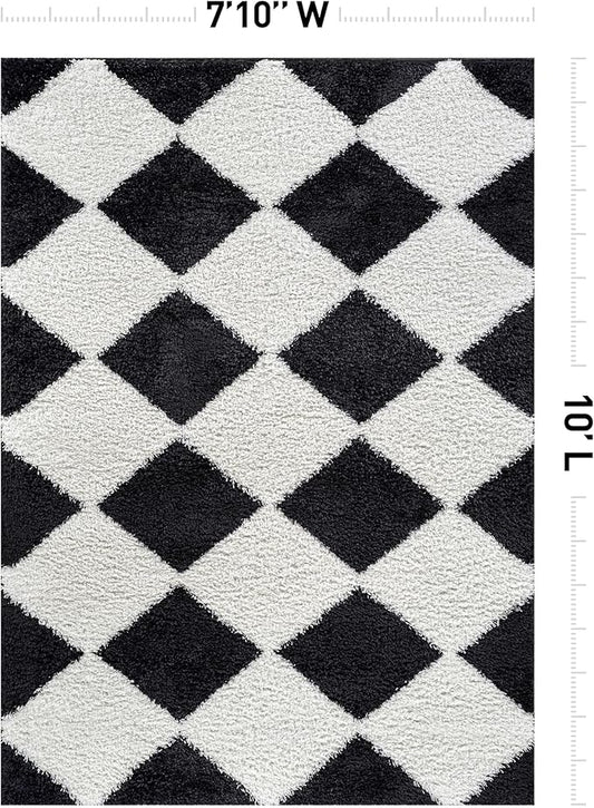 Rugshop Diamond Wave Pattern Shag Area Rug Anthracite Dark Gray 7' 10" x 10' Perfect for Large Living Rooms, Dining Areas, or Master Bedrooms