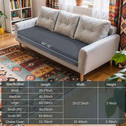 Hokway Large Couch Cushion Covers Stretch Cushion Covers Sofa Seat Cushion Slipcover Protector(Gray, Large)