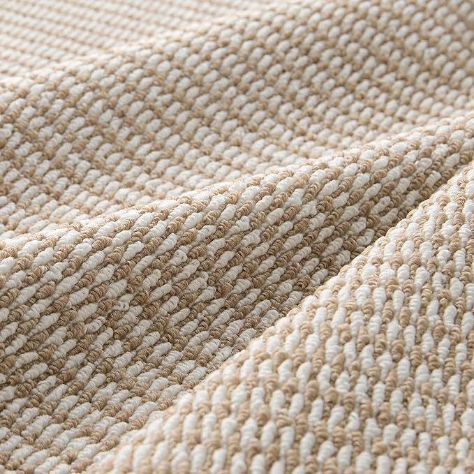 Bedsure 6x9 Faux Wool Area Rugs for Living Room, Machine Washable Carpet, Non-Slip Backing, Pet Friendly Throw Rug for Bedroom Dining Room, Natural Ivory