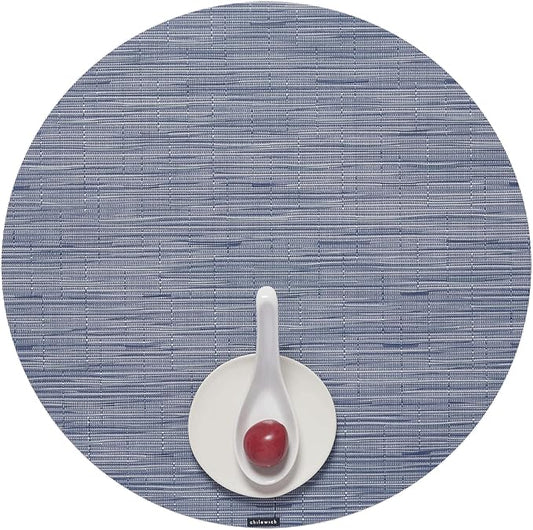Chilewich Bamboo Placemats Set of 4 - Round Woven Placemats - Reusable, Stain-Resistant, Indoor/Outdoor Tabletop Protection - 15" - Rain