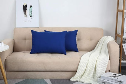 TangDepot Cotton Solid Throw Pillow Covers, 12" x 20" , Royal Blue, 1 Count (Pack of 1)