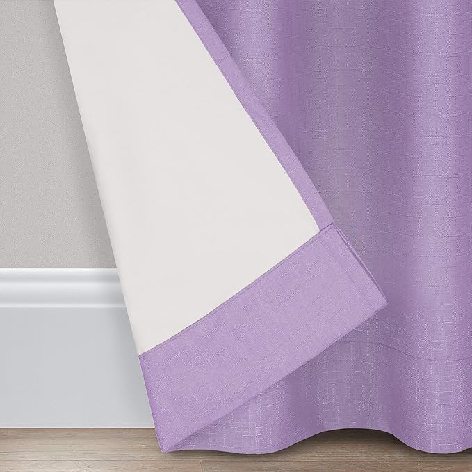 ECLIPSE Kendall Modern Blackout Thermal Rod Pocket Window Curtain for Bedroom or Living Room (1 Panel), 42" x 84", Light Purple