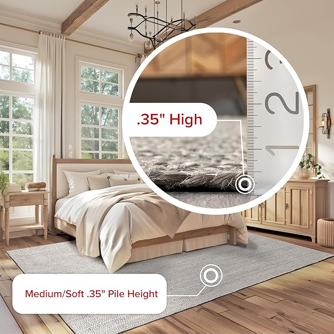 nuLOOM 4x6 Rigo Jute Hand Woven Area Rug, Grey, Solid Farmhouse Design, Natural Fiber, For Bedroom, Living Room, Dining Room, Hallway, Office, Kitchen, Entryway