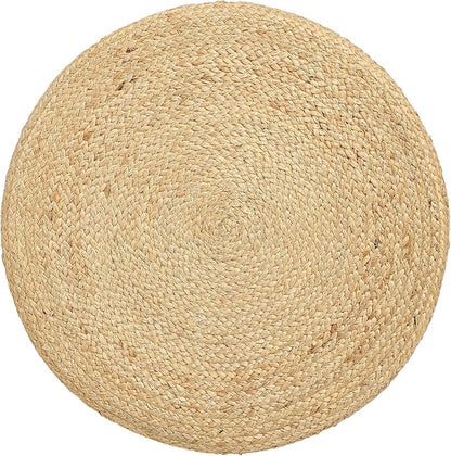 REDEARTH · Cylindrical Pouf Foot Stool Ottoman - Jute Braided Pouffe Poof Accent Sitting Footrest for Living Room, Bedroom, Nursery, Patio, Lounge & Other Rooms (Navy Natural, 18"X18"X14")