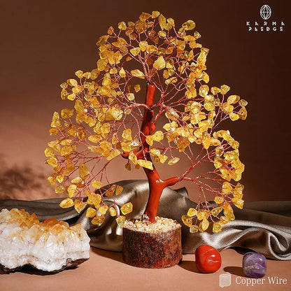 Crystal Tree Gifts for Women, Chakra Healing Citrine Crystals Handmade Tree of Life for Home and Office Desk Decoration, Reiki Healing, Good Luck, Positive Energy, Money, Birthday Gifts