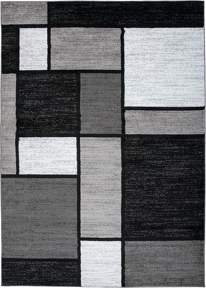 Rugshop Modern Geometric Gray Area Rug, Carpet with Jute Backing for Living Room, Large Bedroom, or Open Spaces, 9' x 12'