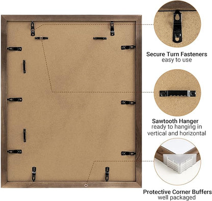 Heimlove 16x20 Picture Frame,16 x 20 Natural Solid Walnut Wood Frame Matted to 11x14 with Tempered Glass,16"x20" Handcrafted wood Poster Frame,Vertical or Horizontal Wall Hanging Display,1 Pack