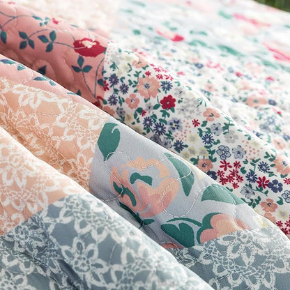 HoneiLife King Quilt Bedding Sets - Microfiber Quilt Set 3-Pieces,Lightweight Bedspreads Patchwork Coverlets Retro Bed Cover Quilt King Size All Season Quilts