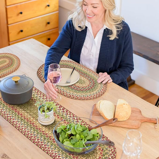 Homespice Azalea Oval Table Runner - 11"x36", Multicolor - Handcrafted with Jute - Rich Colors, Easy to Clean, Durable and Protects Furniture