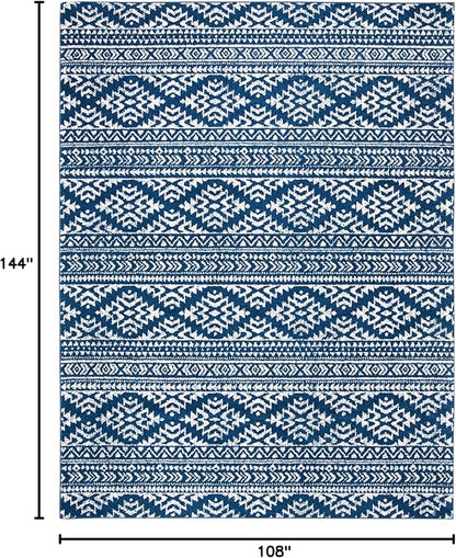 SAFAVIEH Area Rug 9x12 - Tulum Collection - Large - Navy & Ivory, Moroccan Boho Tribal Design, Non-Shedding & Easy to Clean, Ideal for Living Room, Bedroom, Dining Space (TUL272N)