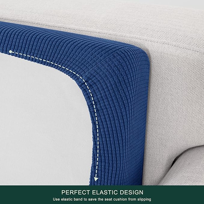 CHUN YI Medium Couch Cushion Cover Stretch for Loveseat, Sofa Seat Slipcovers for Pets, Suitable for Armchair Loveseat Sofa with Spandex Jacquard Washable Fabric(Medium,French Blue)