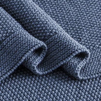 CozeCube Blue Throw Blanket for Couch, Soft Cozy Cable Knit Throw for Bed Sofa Living Room, Lightweight Warm Decorative Farmhouse Christmas Blanket, 60"x80", Dusty Blue