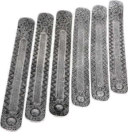 Hosley Set of 6 Metal Incense Stick Holder 9.5" Long, Ash Catcher-Silver Finish Ideal Gift for Wedding, Aromatherapy, Zen, Spa, Reiki, Meditation