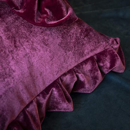 Velvet Throw Pillow Cover Soft Decorative Luxurious Solid Square Cushion Case for Sofa Couch Bedroom Farmhouse,Pack of 2, 18 x 18 Inches, Amaranth