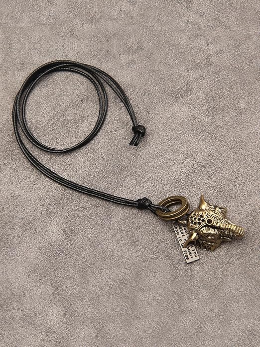 Leather Necklace for Women Boho Choker Necklace Long Cord Leather Pendant Bohemian Neckalce Vintage Alloy Pendant Leather Rope Necklace Wooden Necklaces for Women