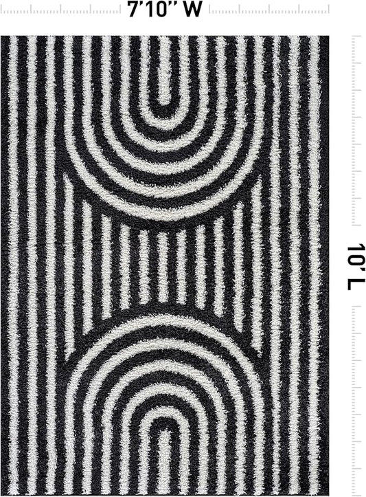 Rugshop Abstract Arch Shag Area Rug Anthracite Dark Gray 7' 10" x 10' Perfect for Large Living Rooms, Dining Areas, or Master Bedrooms