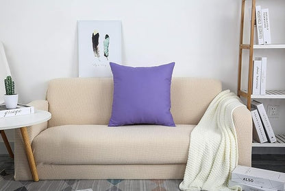 TangDepot Handmade Decorative Solid 100% Cotton Canvas Throw Pillow Covers/Cushion Covers, 45 Colors Available - (16"x16" 2 Pieces, Violet), 2 Count (Pack of 1)
