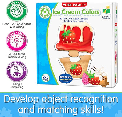 The Learning Journey: My First Match It - Ice Cream Colors - 15 Piece Self-Correcting Matching Puzzles - First Learning Toys for Toddlers 2-5 - Award Winning Toys