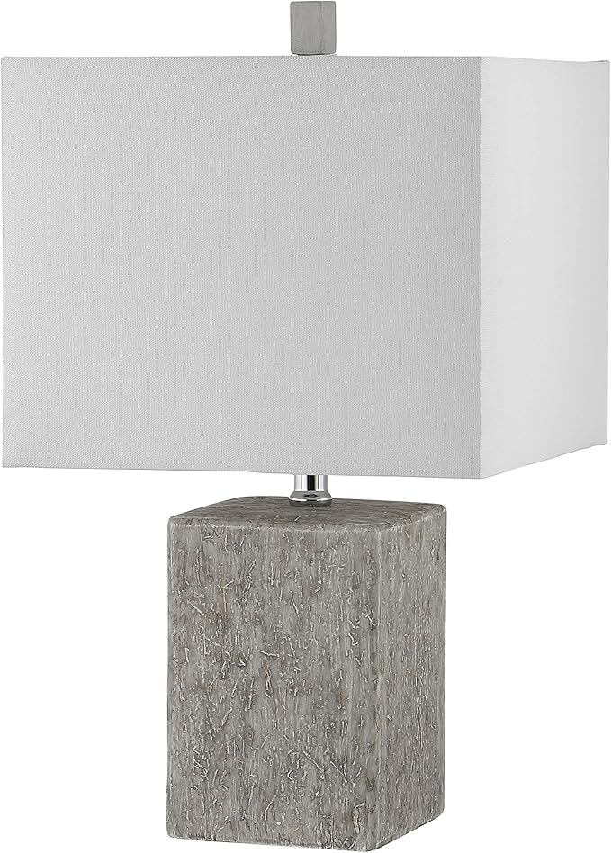 SAFAVIEH Lighting Collection Jaxon Modern Farmhouse Grey Ceramic 21-inch Bedroom Living Room Home Office Desk Nightstand Table Lamp Set of 2 (LED Bulbs Included)