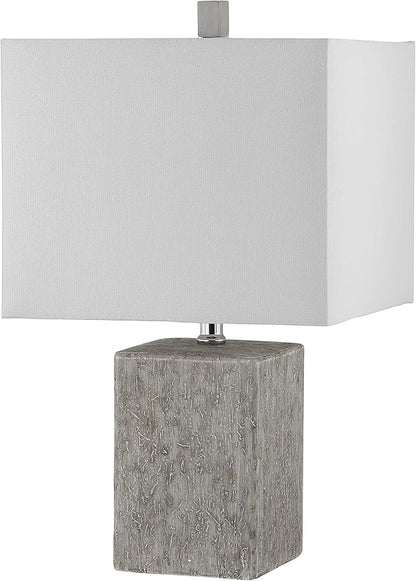 SAFAVIEH Lighting Collection Jaxon Modern Farmhouse Grey Ceramic 21-inch Bedroom Living Room Home Office Desk Nightstand Table Lamp Set of 2 (LED Bulbs Included)