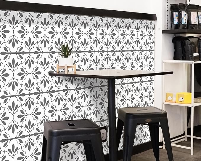 FLFK Wallpaper Border Black and White Patterns Peel and Stick Wall Border Self Adhesive Wallpapers for Living Room Bedroom Kitchen Bathroom 10"x240"