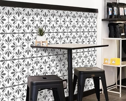 FLFK Wallpaper Border Black and White Patterns Peel and Stick Wall Border Self Adhesive Wallpapers for Living Room Bedroom Kitchen Bathroom 10"x240"