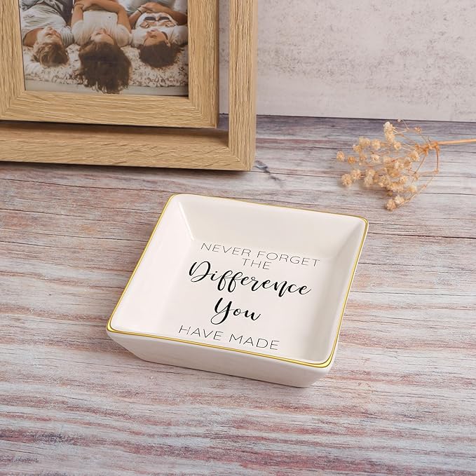 JoycuFF Thank You Gift for Women, Coworker Friends Teacher Retirement Gifts for Coworker Women Inspirational Ceramic Trinket Tray Gift for Colleague Leaving Job